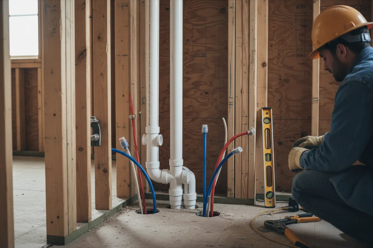 Drain and supply rough-in during Toilet Repair and Installation in Violet