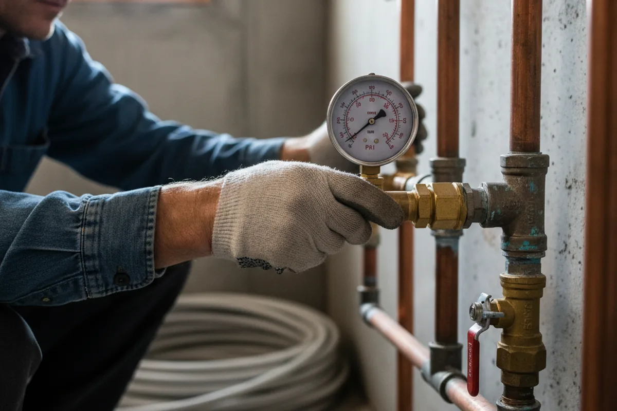 Pressure testing a repaired line during Water Line Repair in Violet